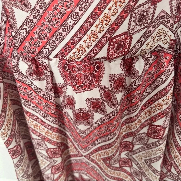 Skies‎ Are Blue Maxi Dress Bohemian Red White Spaghetti Strap Slit Lined Large - Picture 10 of 16